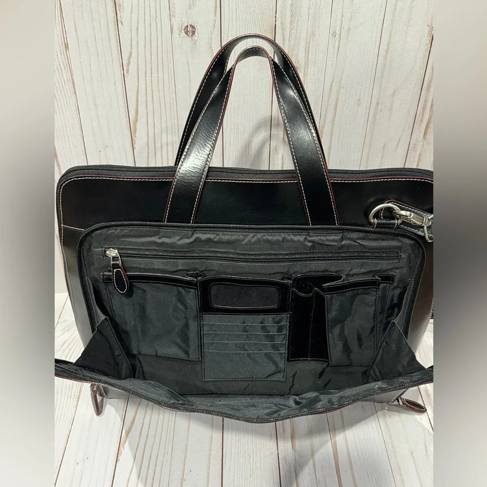 Samsonite Messenger Shoulder Bag Briefcase Black Multi Pockets Executive